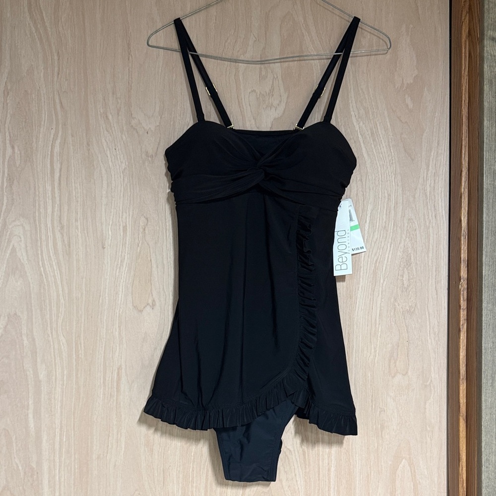 Beyond Black Ruffle-Trim One-Piece Swimsuit